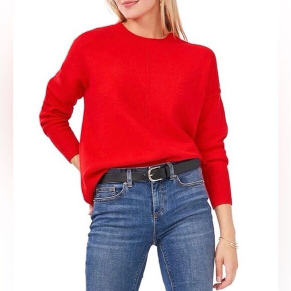Vince Camuto Center Seam Drop shoulders Sweater Red size Large - Picture 1 of 8